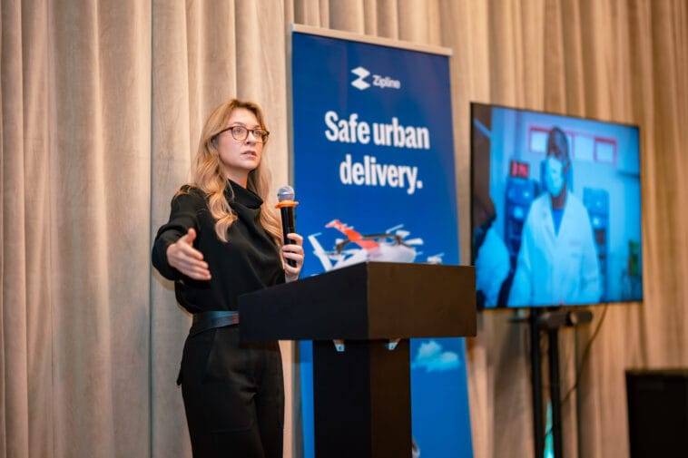 Caitlin Burton CEO Zipline Africa at launch event 758x505